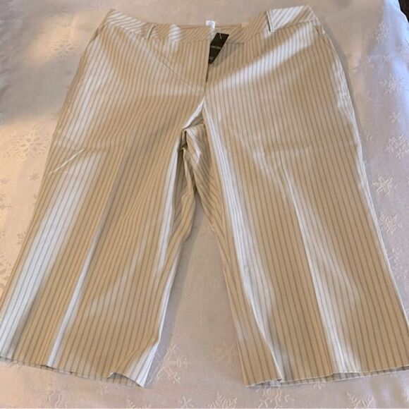 Ann Taylor Loft Career Cropped Pants Petite Taupe? or Beige? & White Sz 14P NWT - Picture 1 of 7